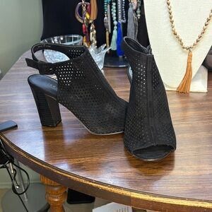 Madden Girl Black Perforated Peep-Toe Heels